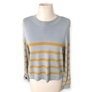 Barbour Striped Crewneck Sweater Blue & Mustard Women’s US 8 Preppy Minimalist